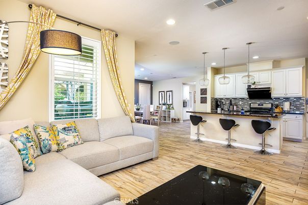 Interior, Kitchen, Living room, Pendant Lights, Recessed Lighting, Wood Texture Flooring