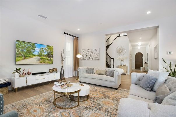 Interior, Living room, Recessed Lighting, Wood Texture Flooring