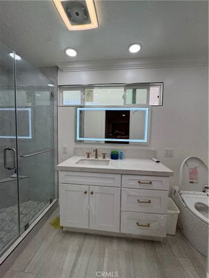Bathroom, Dual Sink Vanities, Glass Shower, Interior, Recessed Lighting