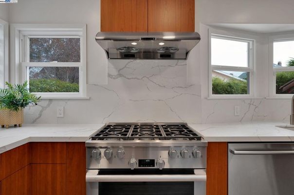 Interior, Kitchen, Marble Walls, Stainless Steel Appliances