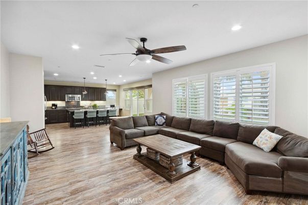 Interior, Kitchen, Living room, Pendant Lights, Recessed Lighting, Wood Texture Flooring