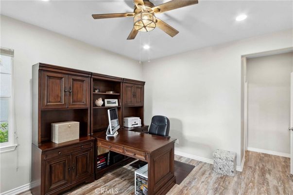 Home Office, Interior, Recessed Lighting, Wood Texture Flooring