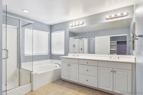 Bathroom, Dual Sink Vanities, Glass Shower, Interior, Recessed Lighting