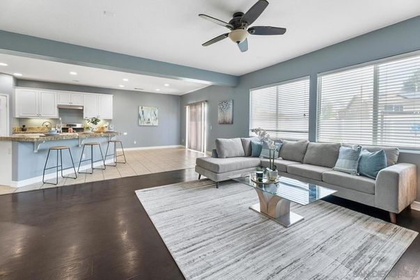 Interior, Kitchen, Living room, Recessed Lighting, Wood Texture Flooring