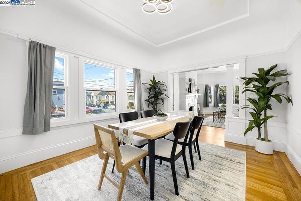 Dining room, Fireplace, Interior, Wood Texture Flooring