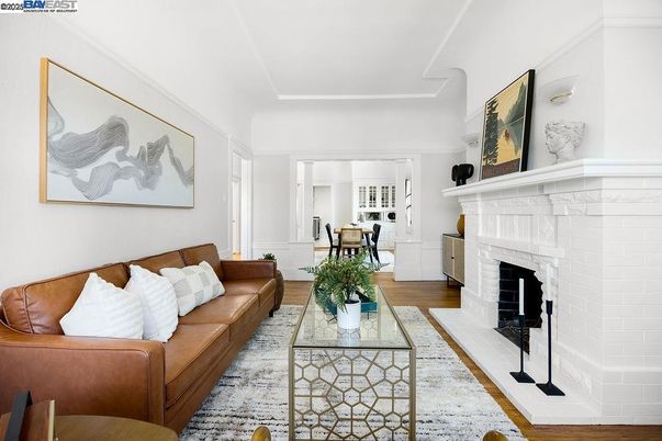 Dining room, Fireplace, Interior, Living room, Wood Texture Flooring
