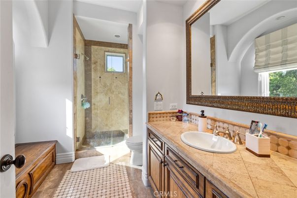 Bathroom, Dual Sink Vanities, Glass Shower, Interior, Tile Countertops