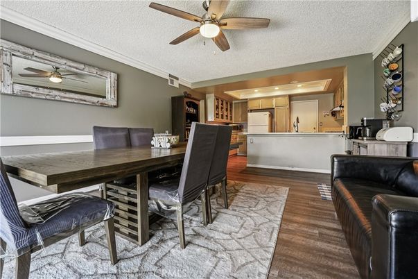 Dining room, Interior, Kitchen, Recessed Lighting, Wood Texture Flooring