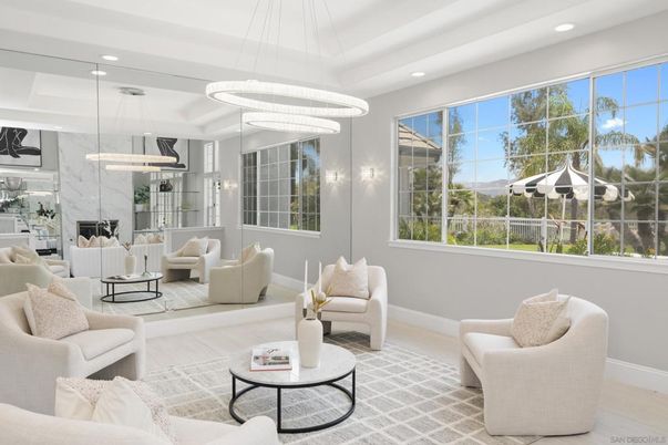 Interior, Living room, Marble Walls, Pendant Lights, Recessed Lighting