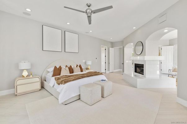 Bedroom, Fireplace, Interior, Recessed Lighting