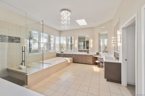 Bathroom, Glass Shower, Interior, Pendant Lights