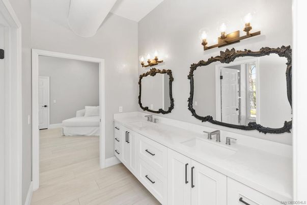 Bathroom, Dual Sink Vanities, Interior, Wood Texture Flooring