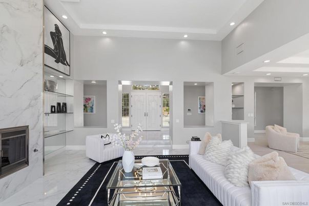 Fireplace, Interior, Living room, Marble, Marble Walls, Recessed Lighting