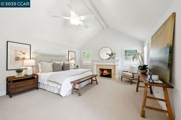 Bedroom, Fireplace, Interior
