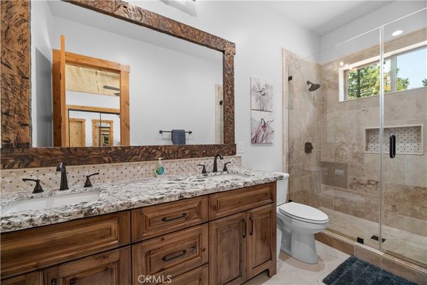 Bathroom, Dual Sink Vanities, Glass Shower, Interior, Recessed Lighting
