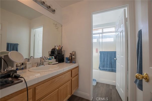 Bathroom, Interior, Tile Countertops, Wood Texture Flooring