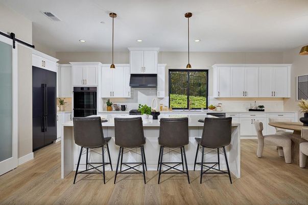 Interior, Kitchen, Pendant Lights, Recessed Lighting, Wood Texture Flooring