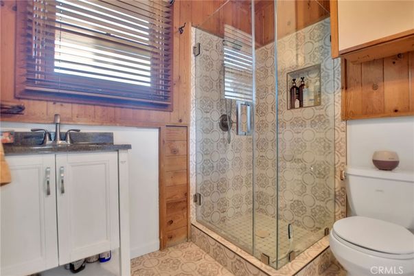 Bathroom, Glass Shower, Interior, Wooden Walls
