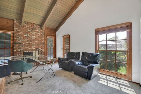 Fireplace, Home Office, Interior, Stone Walls, Wooden Beams, Wooden Ceilings, Wooden Walls