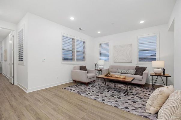 Interior, Living room, Recessed Lighting, Wood Texture Flooring