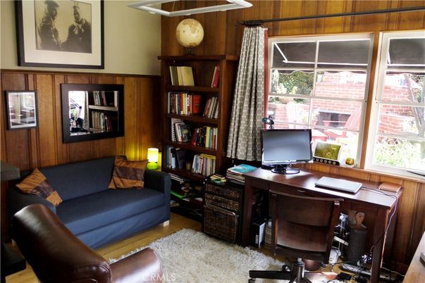 Home Office, Interior, Wood Texture Flooring, Wooden Walls