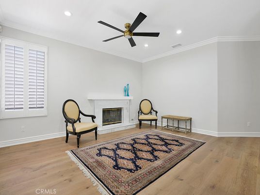 Fireplace, Interior, Recessed Lighting, Wood Texture Flooring