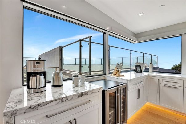 Interior, Kitchen, Recessed Lighting, Stainless Steel Appliances, Water, Wood Texture Flooring