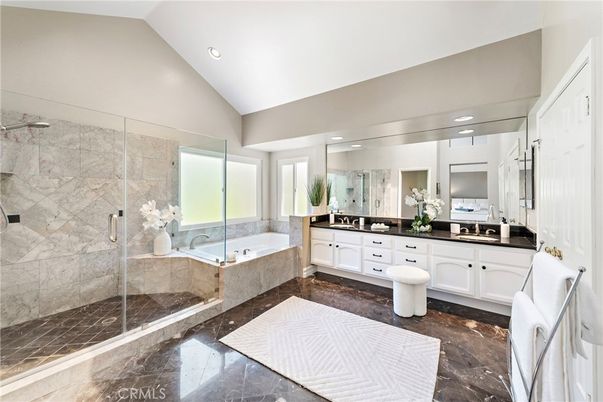 Bathroom, Dual Sink Vanities, Glass Shower, Interior, Recessed Lighting