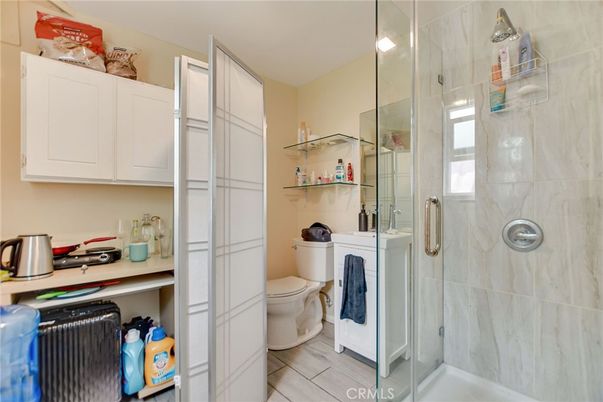 Bathroom, Glass Shower, Interior, Wood Texture Flooring