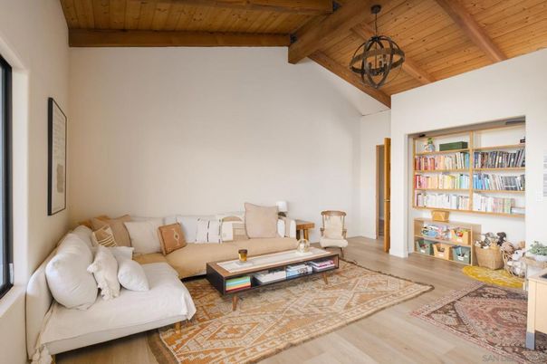 Interior, Living room, Pendant Lights, Wooden Beams, Wooden Ceilings, Wood Texture Flooring