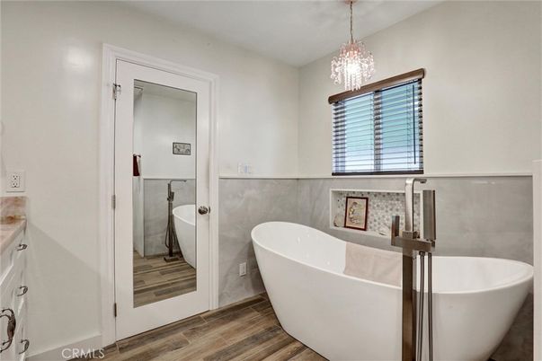 Bathroom, Free Standing Baths, Interior, Wood Texture Flooring