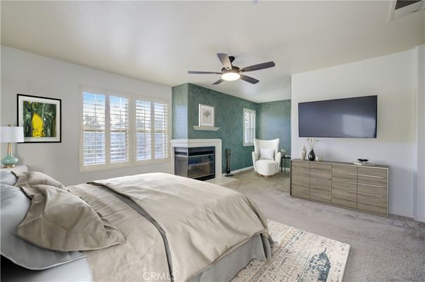 Bedroom, Fireplace, Interior