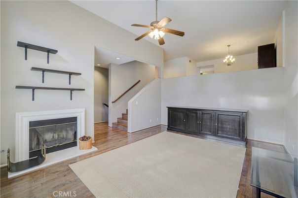 Chandelier, Fireplace, Interior, Recessed Lighting, Wood Texture Flooring