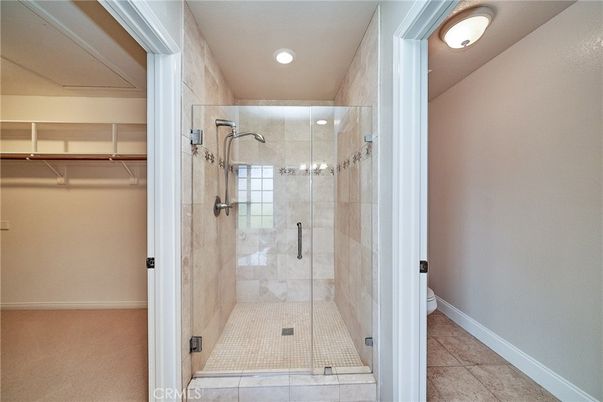 Bathroom, Glass Shower, Interior, Recessed Lighting, Walk-in Closets