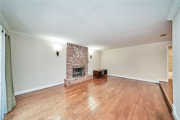Empty room, Fireplace, Interior, Stone Walls, Wood Texture Flooring