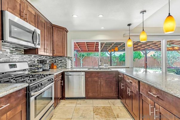 Interior, Kitchen, Pendant Lights, Recessed Lighting, Stainless Steel Appliances