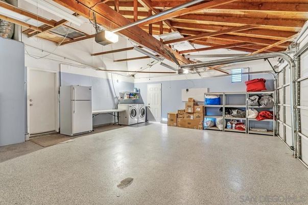 Garage, Interior, Utility Closets, Washer, Wooden Beams