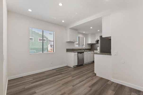 Interior, Kitchen, Recessed Lighting, Wood Texture Flooring