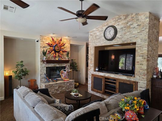 Fireplace, Interior, Living room, Stone Walls