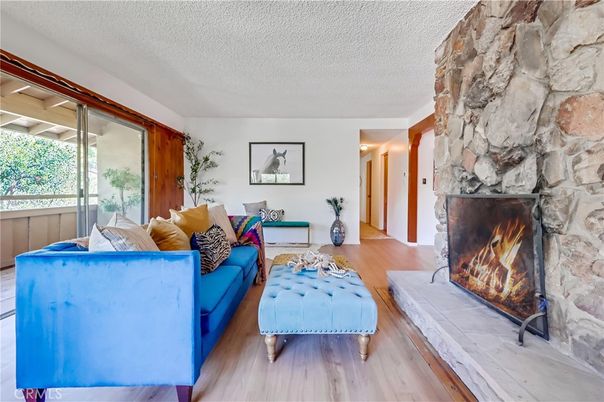 Fireplace, Interior, Living room, Stone Walls, Wood Texture Flooring