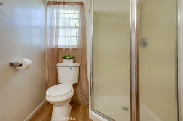 Bathroom, Glass Shower, Interior, Wood Texture Flooring
