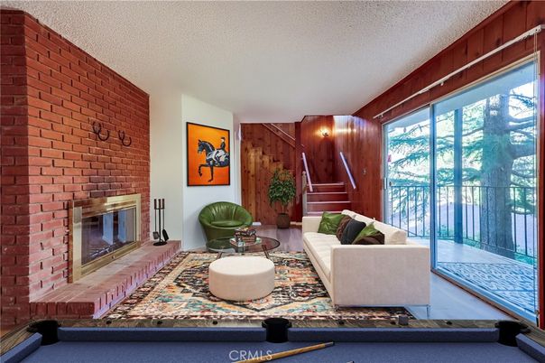 Fireplace, Interior, Living room, Stone Walls, Wooden Walls