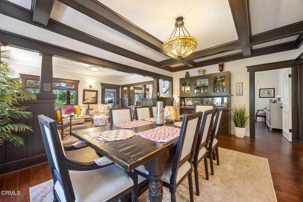 Dining room, Interior, Living room, Pendant Lights, Wood Texture Flooring
