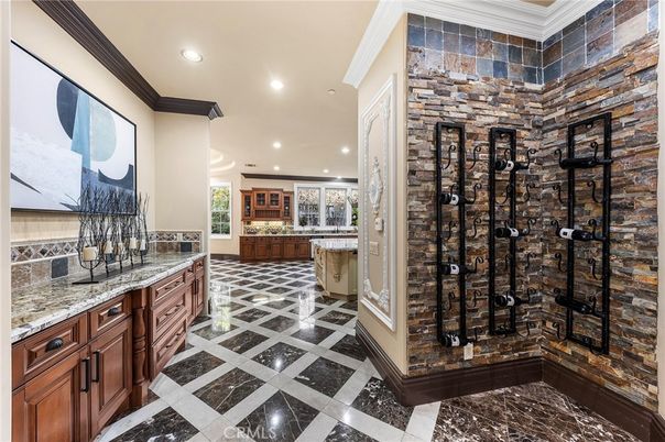 Interior, Marble, Recessed Lighting, Stone Walls, Wine Storage