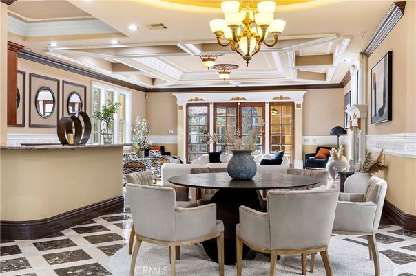 Chandelier, Dining room, Interior, Recessed Lighting