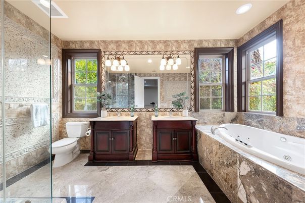 Bathroom, Dual Sink Vanities, Glass Shower, Interior, Recessed Lighting