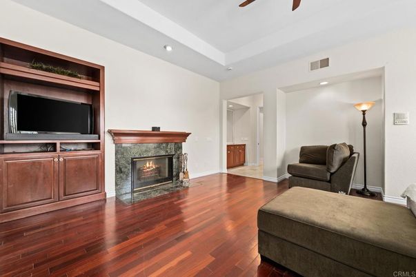 Fireplace, Interior, Recessed Lighting, Wood Texture Flooring