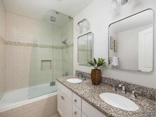 Bathroom, Dual Sink Vanities, Glass Shower, Interior