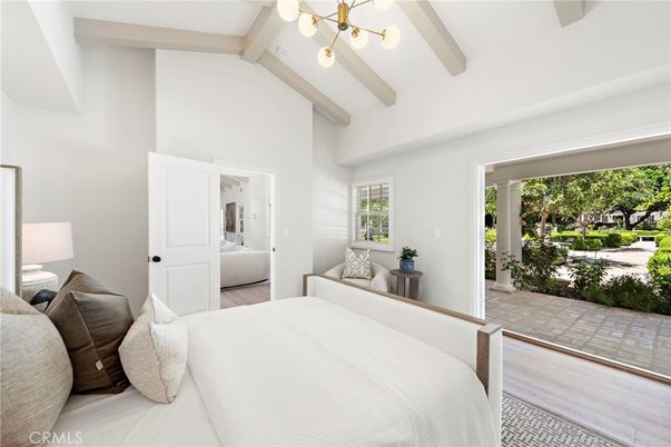 Bedroom, Interior, Pendant Lights, Wood Texture Flooring