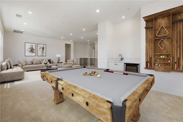 Billiard Table, Fireplace, Game Room, Interior, Living room, Recessed Lighting